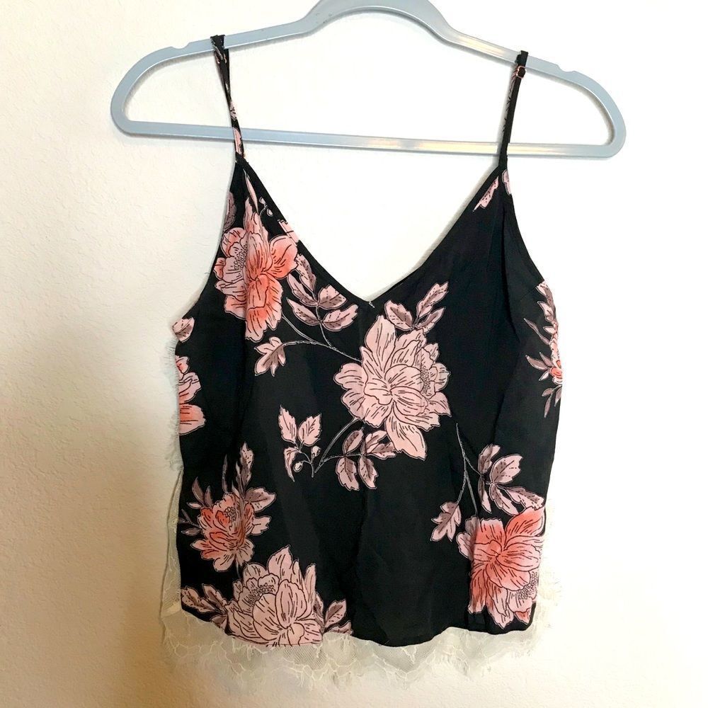 Midnight bakery floral lace cropped tank
